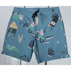 ROARK Agave Blue Passage 18" Viaje Board Shorts Swim Trunks‎ - Men's Size 34 NWT